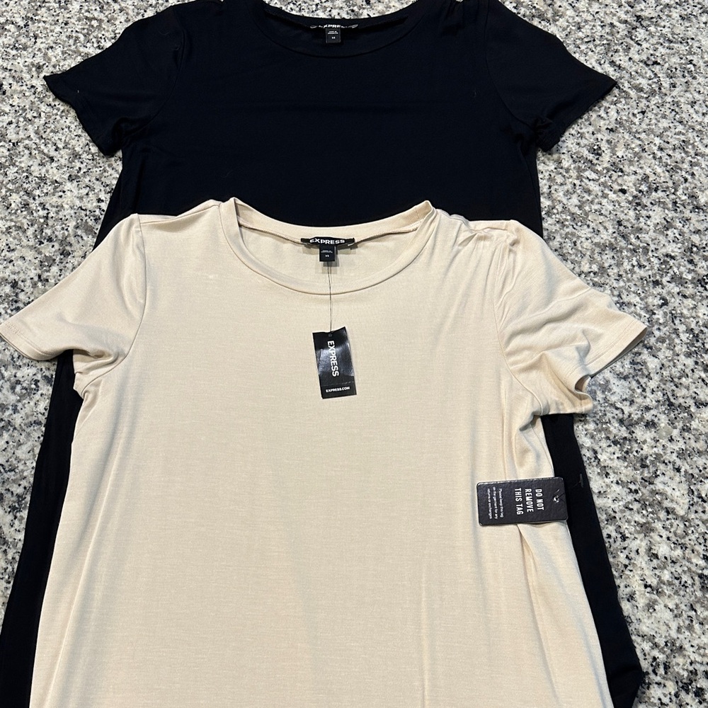 Express Black and Cream Short Sleeve Tees